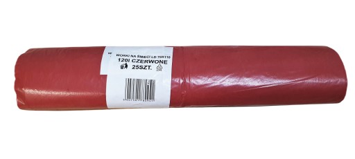 Vrecia na odpadky 120L 25 ks/rolka RedLDPE 70x110