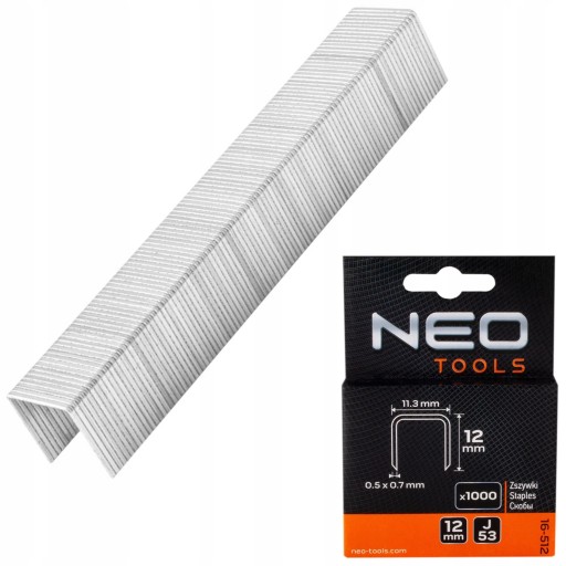 NEO NÁSTROJE ZOŠÍVAČKY TYP J, 12 MM, 1000 KS ČALÚNICKÉ DEKORÁTORY 16-512