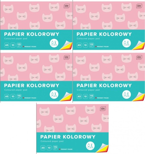 Zápisník farebných papierov A5 10ks 115g Výrezy x5