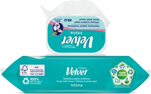 Vlhčený voňavý papier Velvet Intima, 48 listov