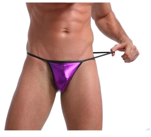 SEXY FIALOVÉ PÁNSKE VINYLové tangá L