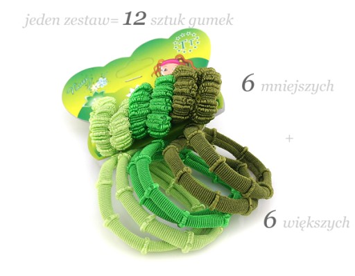 Červové gumičky 2v1, zelené, sada 12 ks