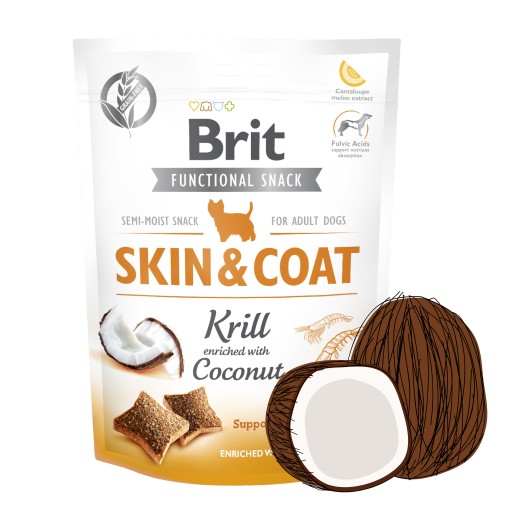 Brit Funkčný Snack Skin&Coat Krill 150g
