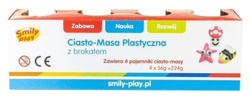 SMILY PLAY TORTA - PLASTOVÁ PASTA S GLITROM 4 KS