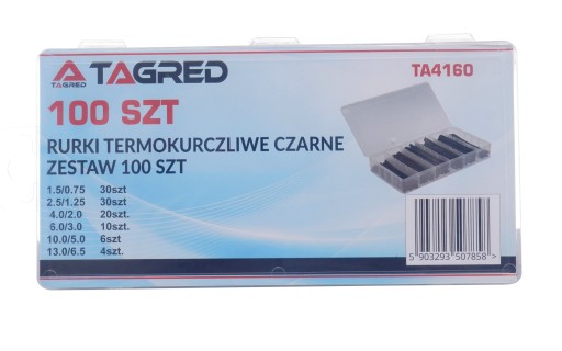 TEPELOM ZMRŠŤOVACIE RÚRKY SADA TUV 100 KS, ČIERNA