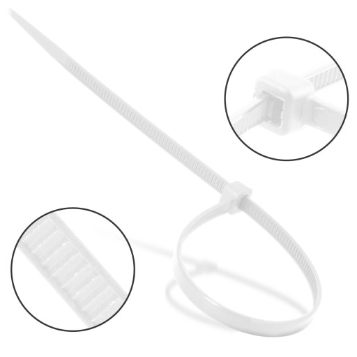 100x sťahovacie pásky Káblové pásky Zipsy 4,8 x 250 mm Silné UV sťahovacie pásky