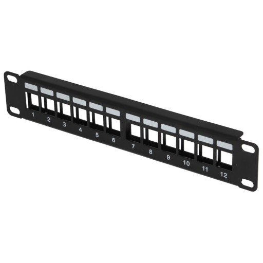 Patchpanelový panel RACK 10'' 1U 12 keystone prázdny