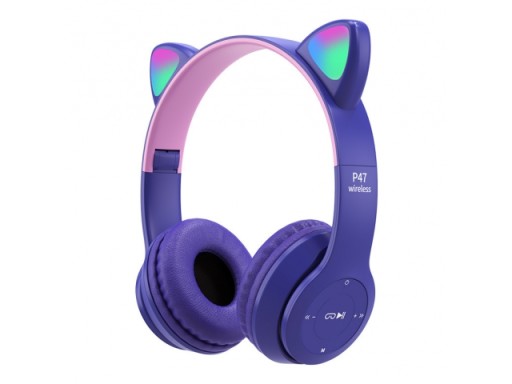 Bezdrôtové slúchadlá pre deti P47M RGB mačacie uši