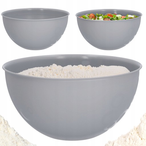 Šalátová misa, plastové kuchynské misy, 6l, veľká, šedá, okrúhla, Ø28 cm