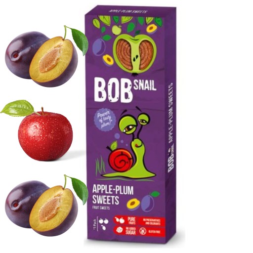 BOB SNAIL ovocný snack slimák Jablko slivka 30g. pre deti