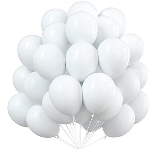 MATNÉ BIELY BALÓNY NARODENINOVÁ SVADBA BIELY BALÓN 13 cm SADA 50 ks