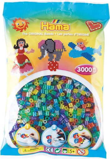 Korálky 3000 ks mix s trblietkami HAMA MIDI 201-54