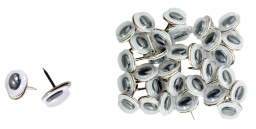 Očká na špendlíku Oči ideálne na nalepenie do polystyrénového dekoru 10 mm 30 kusov