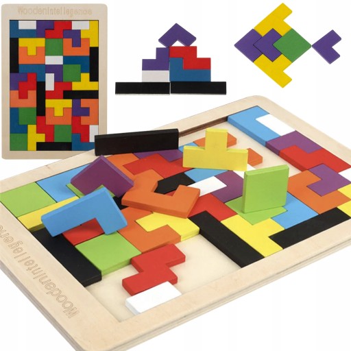 DREVENÉ LOGICKÉ HÁDANKY DREVENÉ BLOKY TETRIS 40 kusov
