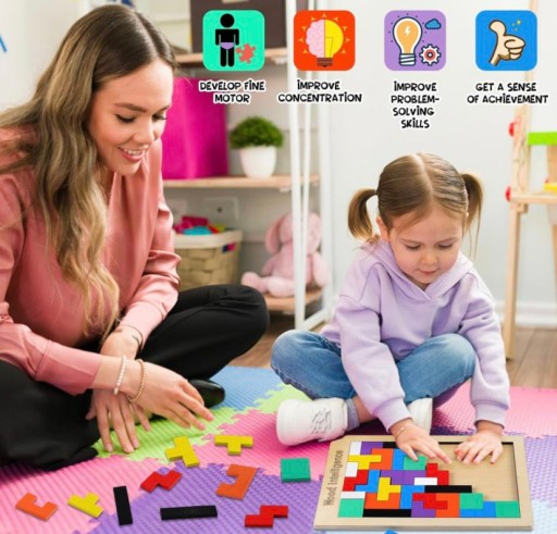 TETRIS PUZZLE DREVENÉ BLOKY MONTESSORI BLOCKS 3D LOGICKÁ HRA