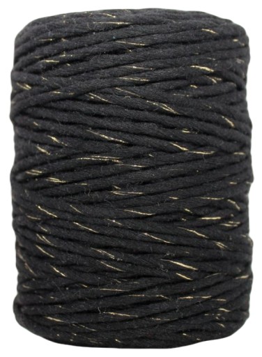 Macrame Cord bavlna zlatá niť čierna ekologická 100m 3mm