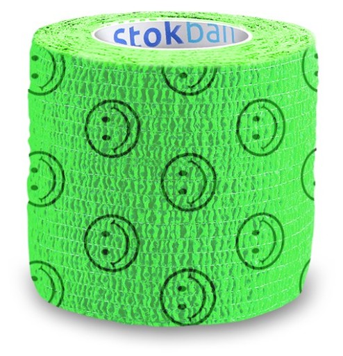 ELASTICKÁ KOHÉZNA BANDÁŽ, zelená s úsmevmi, 5 cm