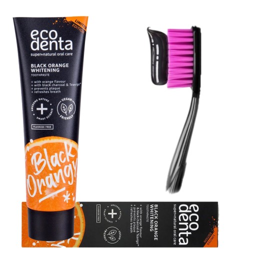 BEZFLUORIDOVÁ ZUBNÁ PASTA BIELIACA ČIERNA ORANŽOVÁ ECODENTA 100ml