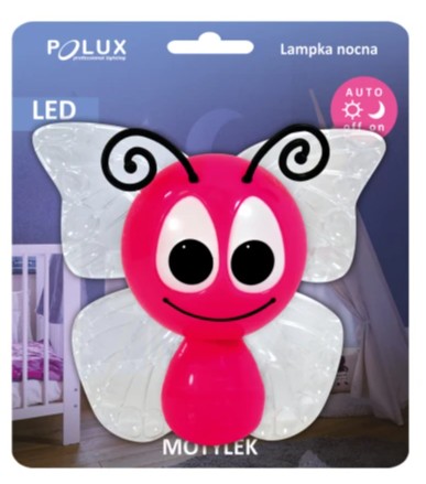 ZÁSUVNÁ NOČNÁ LAMPA PRE DETI, LED MOTÝĽ RUŽOVÁ