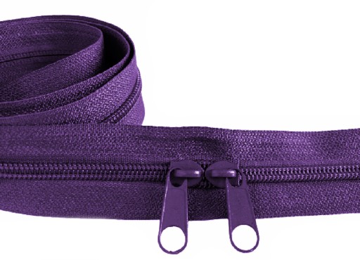 Špirálová páska na zips 5 mm zips na meter FIALOVÁ 1 meter + 2 zipsy