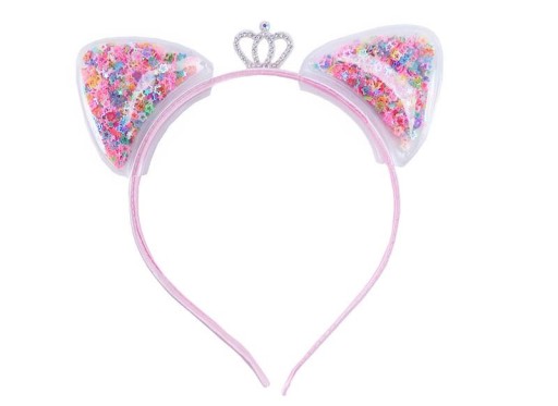 CAT HEADBAND RUŽOVÉ korunkové uši CAT EARS princeznovské trblietky