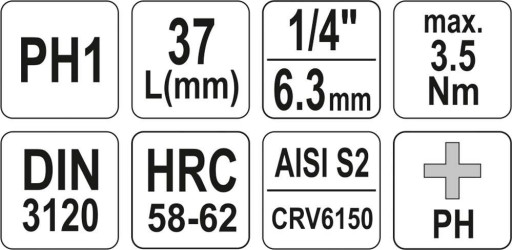 YATO - L-KEY PHILLIPS PH1 BIT 1/4''