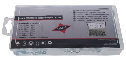 SADA PRUŽINOVÝCH KOLÍKOV 150 KS 2,0-4,0 MM