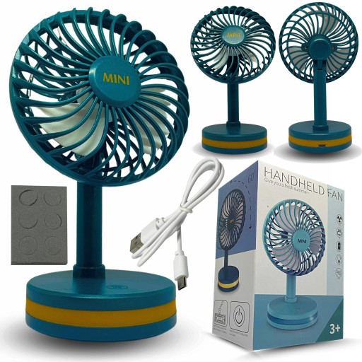 VÝKONNÝ VENTILÁTOR STOLNÝ VENTILÁTOR STOJACÍ USB MINI MODRÁ