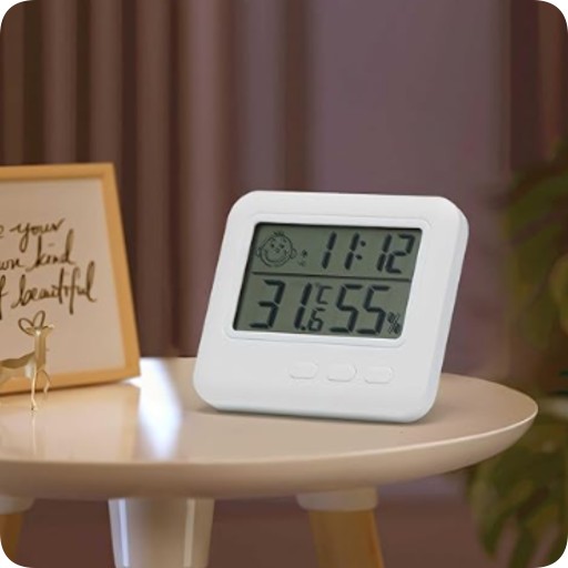 ELEKTRONICKÝ TEPLOMER HYGROMETER DIGITÁLNE HODINKY DO IZBY
