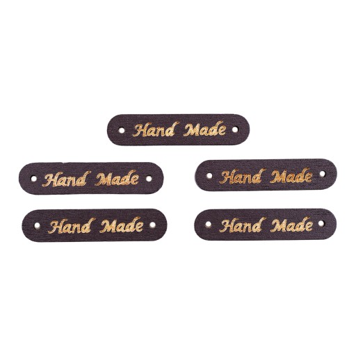 Drevená etiketa HAND MADE hnedá 5 KS 774