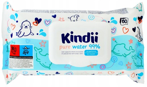 Kindii PURE WATER vlhčené obrúsky 99% 1 x 60 ks.