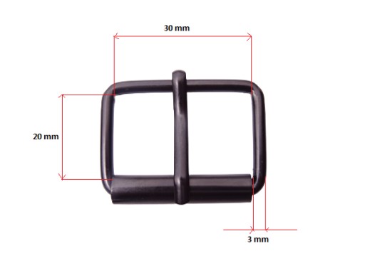 Sedlárska pracka 30 / 20 / 3 mm MATNÁ ČIERNA 10 kusov