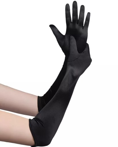 DLHÉ SEXY ČIERNE RETRO VEČERNÉ RUKAVICE