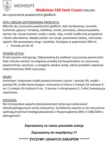 MEDICLEAN 520 Sanit Cream čistiace mlieko