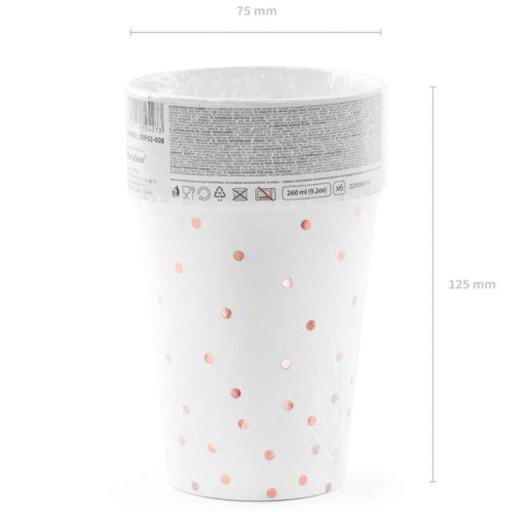 PAPIEROVÝ hrnček DOTS biely 260ml 6 ks
