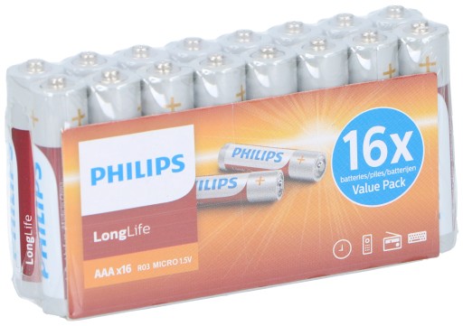 PHILIPS LONGLIFE malé tyčové AAA batérie 16 ks.