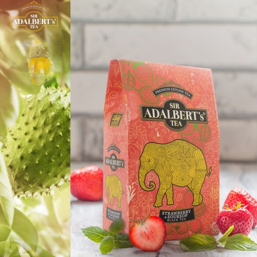 Jahoda & Soursop čierny listový čaj Sir Adalbert's Carton 80g