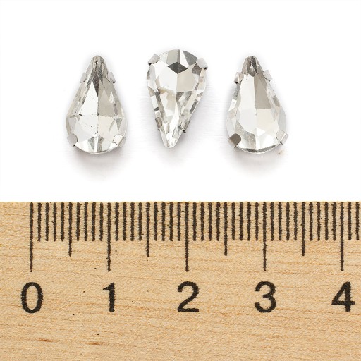 Šijacie kamienky, v košíku, sklo a mosadz, 12,5x8x5mm, 10ks