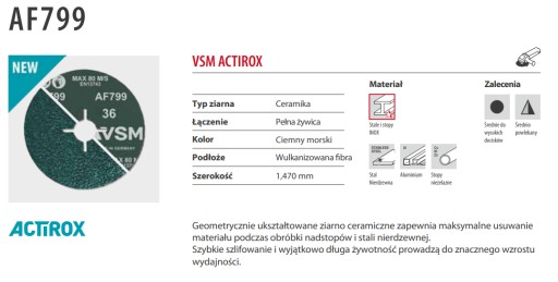 Fibra 180 VSM ACTIROX P36 AF799 Fiber Disc