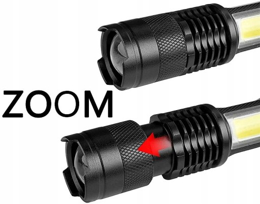 LED COB XPE USB vrecková baterka, hliník
