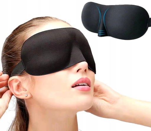3D spánková jemná čierna maska so zaviazanými očami