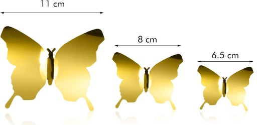 Nálepky na stenu motýľ Zrkadlové motýle 3D zlaté
