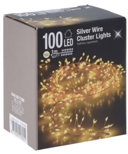 LED CLUSTER RRY LAMP reťaz, 1 m, na batérie, teplé biele svetlo
