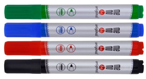 Za sucha stierateľné fixky na MEMOBE dosky s okrúhlym hrotom, 4 farby