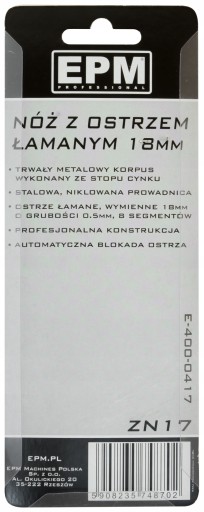 PROFESIONÁLNY NÔŽ, NÔŽ S 18 MM lámacou čepeľou Zliatina ZINKU