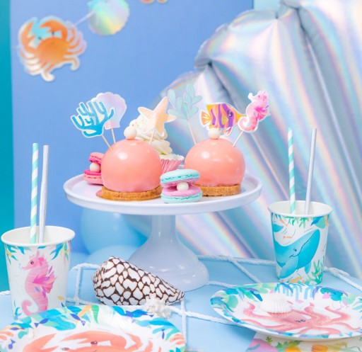 OCEAN Paper Cups Sea Underwater World Animals Birthday 220ml x6