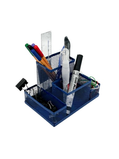 Organizér na stôl Pen&GO 4 priehradky sieťovaná skrinka na náradie PG9056 C Modrá