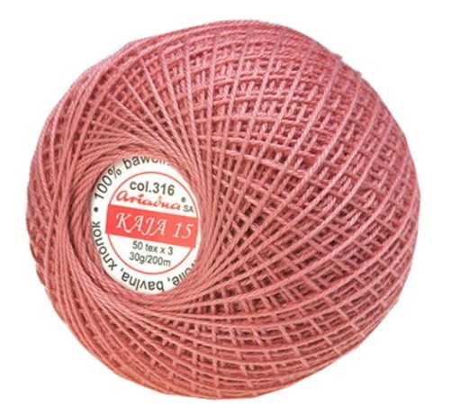 Cordonek KAJA 15 30g/200m, ružová, farba 316, Ariadna