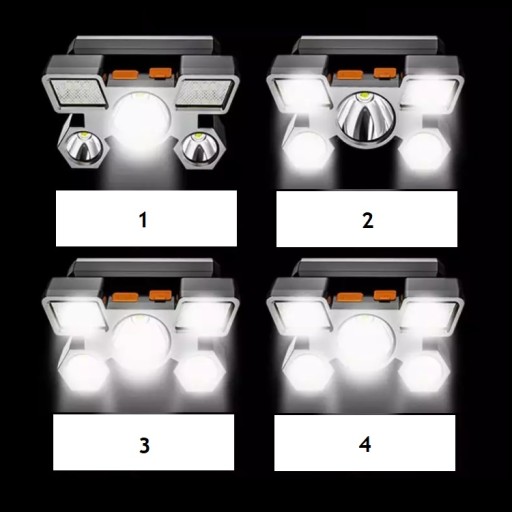 ČELOVÁ LAMPA 5 x LED VÝKONNÁ XPE USB BATÉRIA