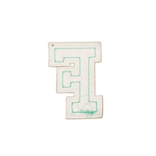 PATCH LETTER F, trblietky, modrá, azúrová
